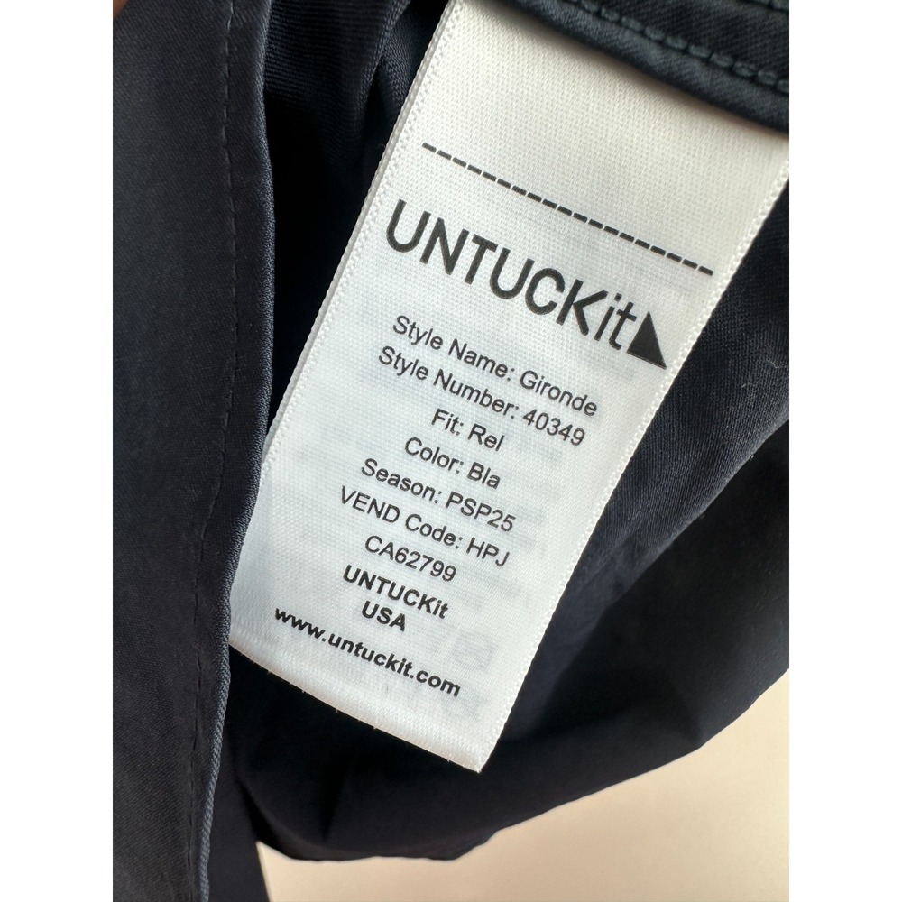 UNTUCKit Performance Gironde Shirt Mens XXL Navy Blue Relaxed Fit Stretch Button - Picture 8 of 11